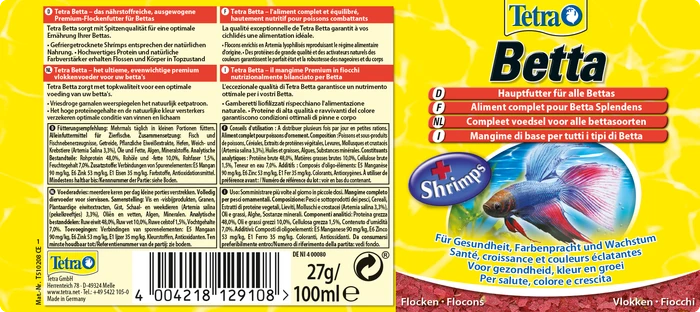 Tetra Betta, Hauptfutter für alle Betta splendens und andere Labyrinthfische, 24g, 100ml