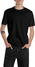 Replay Logo-Stickerei T-Shirt kurzarm schwarz (Herren)