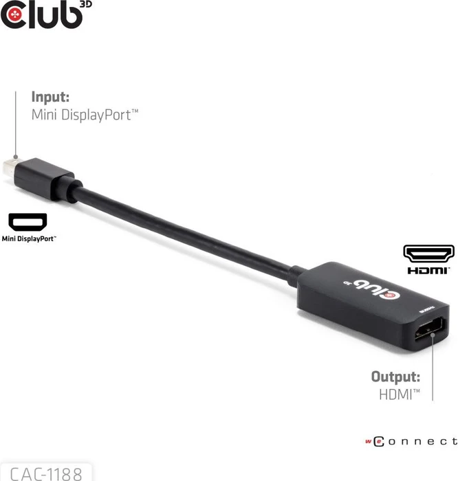 Club 3D Mini DisplayPort 1.4 [Stecker} auf HDMI [Buchse]
