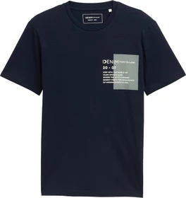 Tom Tailor Basic mit Logo-Print T-Shirt kurzarm midnight navy blue (Herren)
