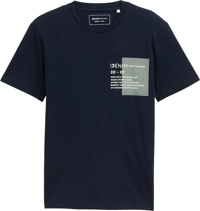Tom Tailor Basic mit Logo-Print T-Shirt kurzarm midnight navy blue (Herren)
