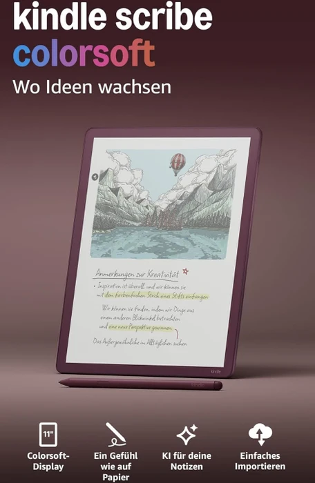 Amazon Kindle Scribe Colorsoft 1. Gen (2025), Feige, 32GB Flash, mit Premium Eingabestift