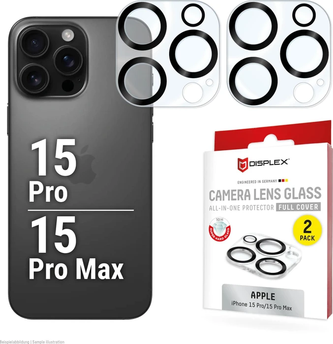 Displex Camera Lens Glass All-in-one für Apple iPhone 15 Pro/15 Pro Max