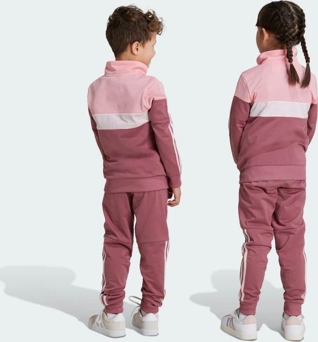 adidas Tiberio 3-Streifen Colorblock Shiny Trainingsanzug semi pink spark/preloved crimson/sandy pink (Junior)