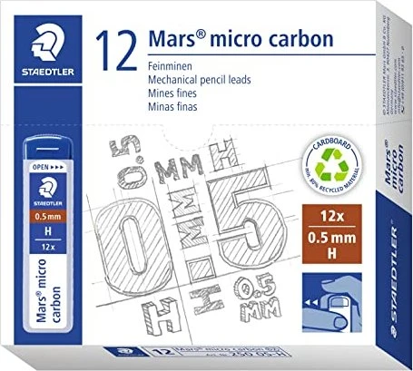 Staedtler Mars micro carbon 250 Druckbleistiftmine H 0.5mm graphit, 144er-Pack