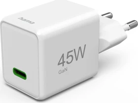 Hama GaN Schnellladegerät Super-Mini, USB-C, 1x USB-C, 45W, weiß