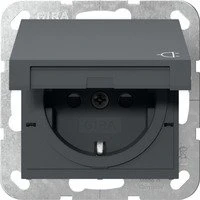 Gira SCHUKO-Steckdose 16 A 250 V~ mit Klappdeckel und erhöhtem Berührungsschutz (Safety Plus) Schraubklemmen anthrazit