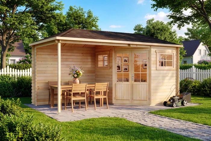 Alpholz Gartenhaus Franz-28 525x275cm natur