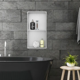 LuxeBath Duschnische 30x60cm 2 Ebenen Aufputz edelstahl silber