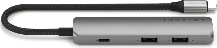Satechi 4-in-1 Slim Multiport Adapter, Space Gray, USB-C 3.1 [Stecker]
