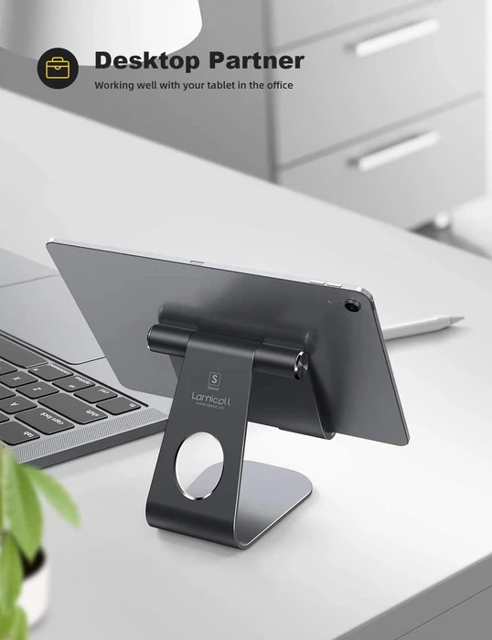Lamicall Tablet Stand S, Aluminium Tablet- und Smartphone-Ständer, Tablet-Stand 4-13", grau, verstellbar