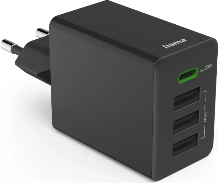 Hama Schnellladegerät 1x USB-C 3x USB-A 35W schwarz
