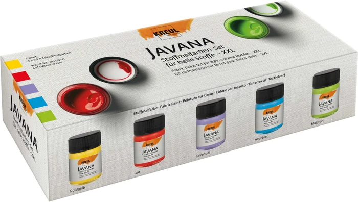 Kreul Javana Stoffmalfarbe für helle Stoffe XXL, 6 Farben, 50ml