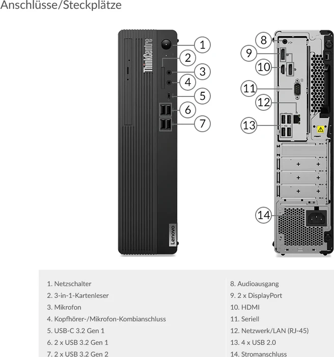 Lenovo ThinkCentre M75s Gen 2 SFF, Raven Black, Ryzen 5 PRO 5655G, 16GB RAM, 512GB SSD, DE