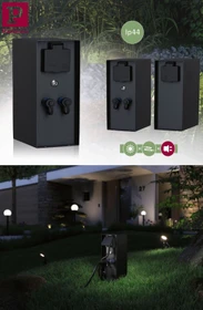 Paulmann Plug & Shine Steckdosensäule Rio mit Dämmerungssensor IP44, 2-fach, anthrazit