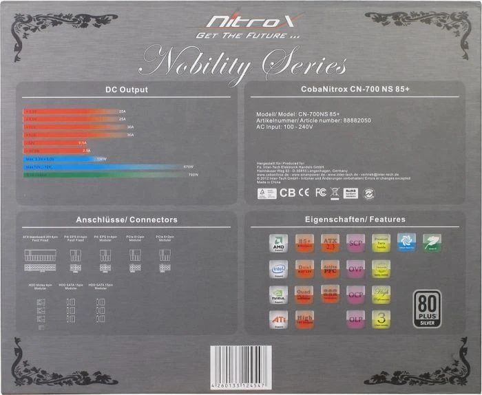 Inter-Tech Coba Nitrox Nobility 700W, ATX 2.3