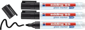 edding 95 Glasmarker schwarz, 3er-Pack