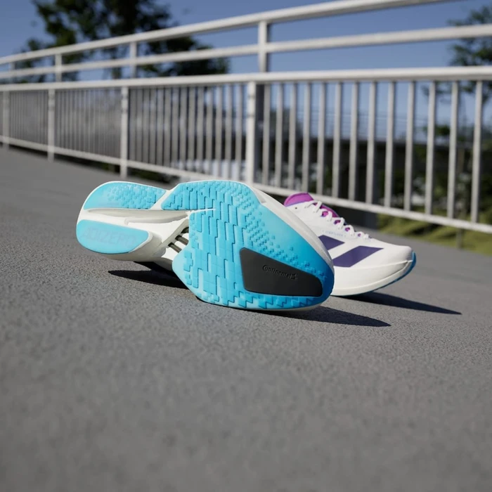 adidas Adizero Adios Pro 4 core white/collegiate purple/semi blue burst (Damen)