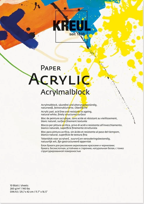 Kreul Paper Acrylic Acrylmalblock, A3, 10 Blatt (69042)