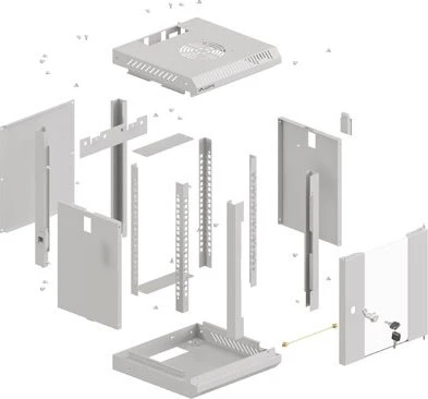 Lanberg WF11 Series 10" Rack Wandschrank 6HE, hängend, Flatpack, Glastür, IP20, RAL 7035, 300mm tief
