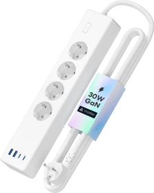 Meross MSP844 WLAN Mehrfachsteckdose mit Überspannungsschutz 4-fach, 3680W, 2x USB-C/2x USB-A, Smart-Steckdosenleiste (MSP844 EU)