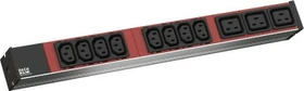 Bachmann 19" IT PDU Basic, 1HE, 11-fach, 230V, schwarz/rot, 2m