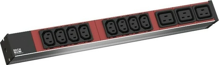 Bachmann 19" IT PDU Basic, 1HE, 11-fach, 230V, schwarz/rot, 2m
