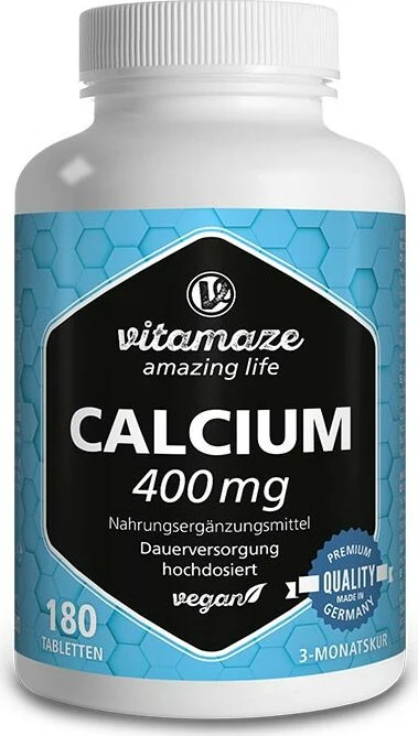 Vitamaze Calcium 400mg hochdosiert vegane Tabletten, 180 Stück