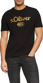 s.Oliver Logo-Print T-Shirt kurzarm schwarz (Herren)