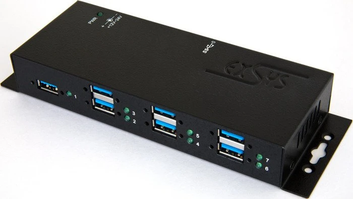 Exsys Industrial Wallmount USB-Hub, 7x USB-A 3.0, USB-B 3.0 [Buchse]
