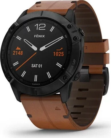 Garmin Fenix 6X Sapphire black dlc/chestnut leather