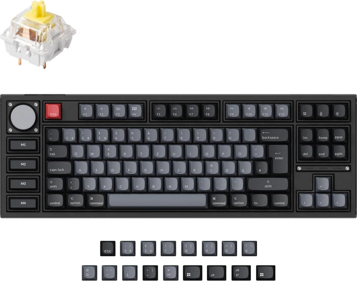 Keychron Q3 Pro SE, schwarz/blaugrau, LEDs RGB, hot-swap, Keychron K Pro BANANA, USB/Bluetooth, DE