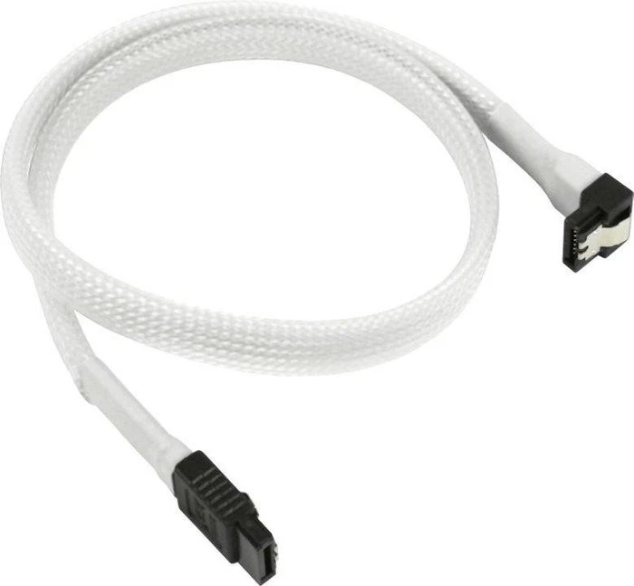Nanoxia SATA 6Gb/s Kabel weiß 0.45m gewinkelt mit Arretierung