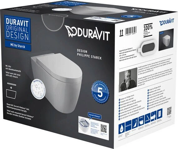 Duravit ME by Starck Wand-WC-Set inkl. WC-Sitz mit Absenkautomatik, weiß