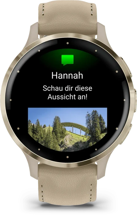 Garmin Venu 3S soft gold/french grey leather