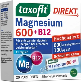 Taxofit Direkt Magnesium 600 + B12 Granulat Sticks, 20 Stück