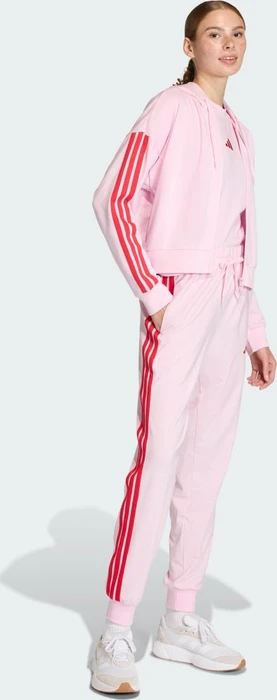 adidas Essentials 3-Streifen French Terry Hoodie clear pink/pure ruby (Damen)