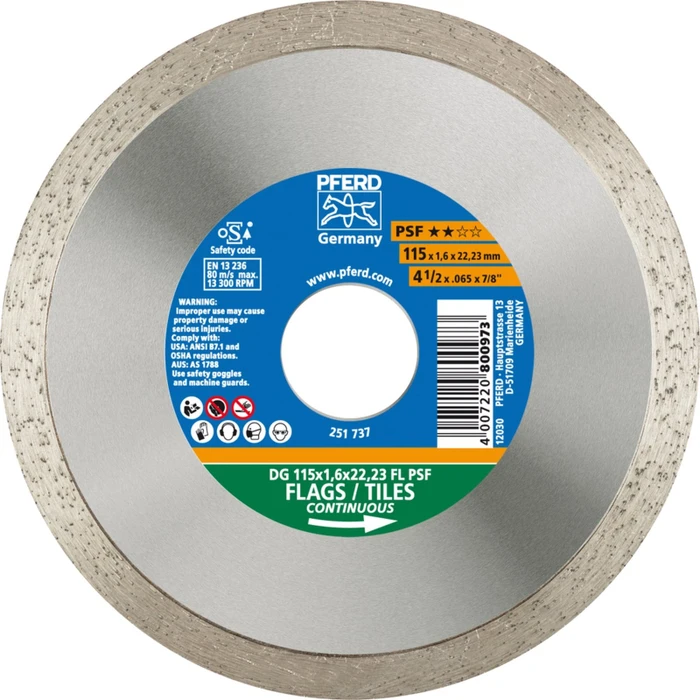 Pferd DG 115x1.6x22.23 FL PSF Diamanttrennscheibe, 115x1.6x22.23mm, 1 Stück