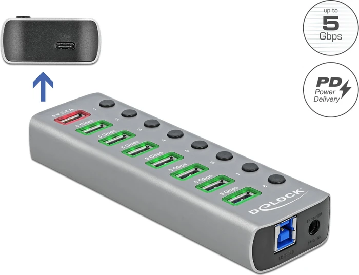 DeLOCK USB-Hub, 7x USB-A 3.0, USB-B 3.0 [Buchse]