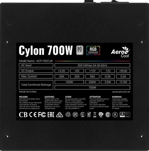 AeroCool Cylon RGB 700W, ATX 2.4