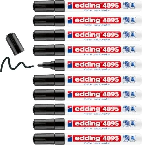 edding 4095 Kreidemarker schwarz, 10er-Pack