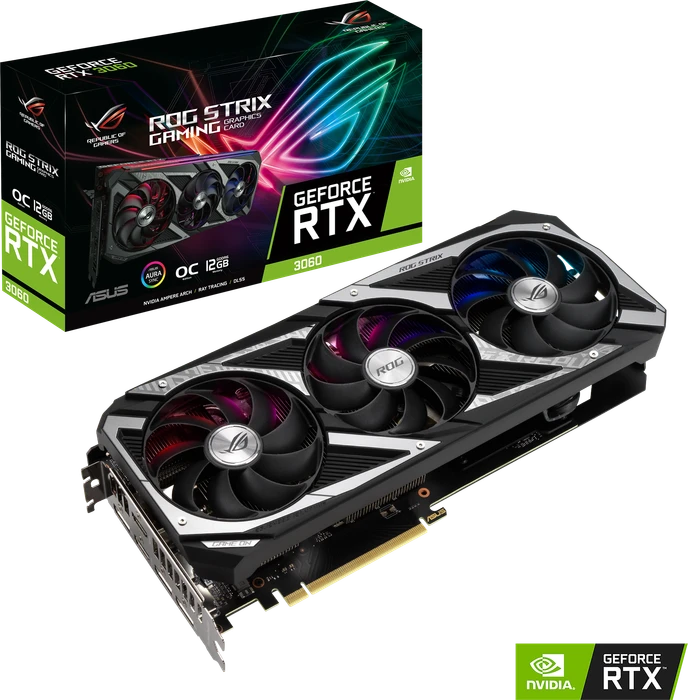 ASUS ROG Strix GeForce RTX 3060 OC, ROG-STRIX-RTX3060-O12G-GAMING, 12GB GDDR6, 2x HDMI, 3x DP