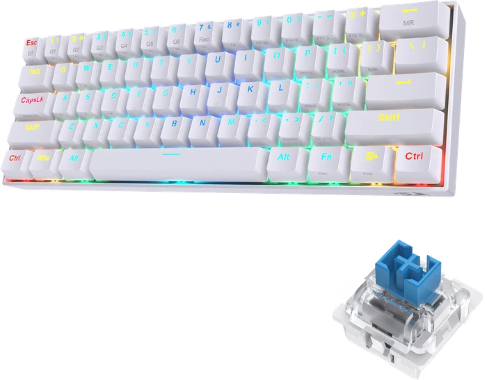 Redragon K530 Pro Draconic, LEDs RGB, hot-swap, weiß, Gaote Outemu BLUE, USB/Bluetooth, US