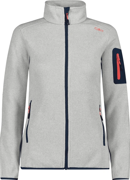 CMP Knit Tech Melange Fleece Jacke bone/red fluo (Damen)