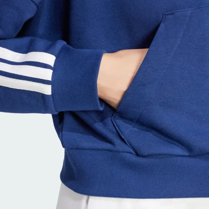 adidas Essentials 3-Streifen French Terry Quarter-Zip Hoodie dark blue/white (Damen)