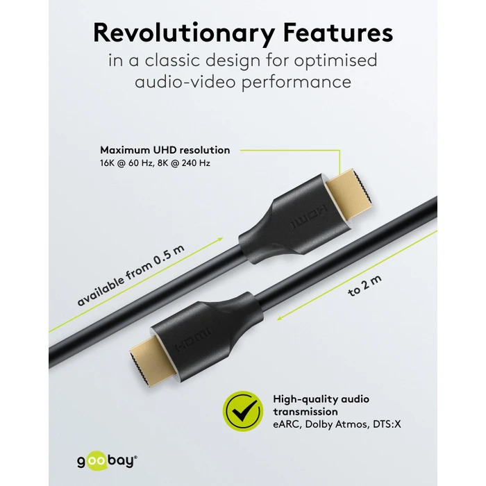 goobay Ultra96 HDMI 2.2 Kabel 96Gbps schwarz, 2m