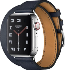 Apple Watch Hermès Series 4 (GPS + Cellular) Edelstahl 40mm silber mit Double Tour Swift Lederarmband indigoblau