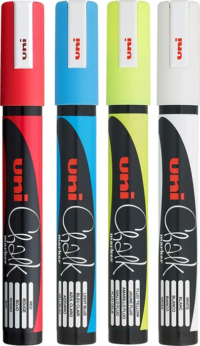 Uni-Ball Chalk PWE-5M Kreidemarker sortiert, 4er-Set