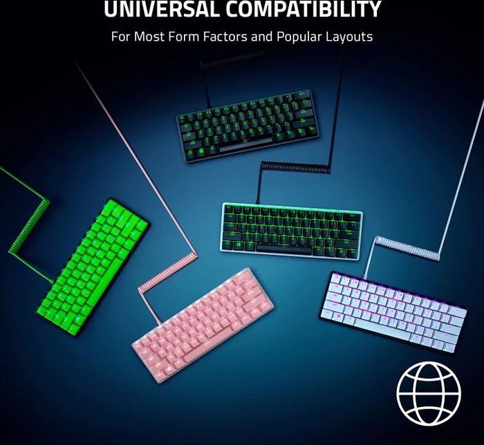 Razer PBT Keycap + Coiled Cable Upgrade Set, Kunststoff (PBT), Cherry-Profil, Quartz Pink, rosa, 120 Tasten, ISO-UK, ANSI-US