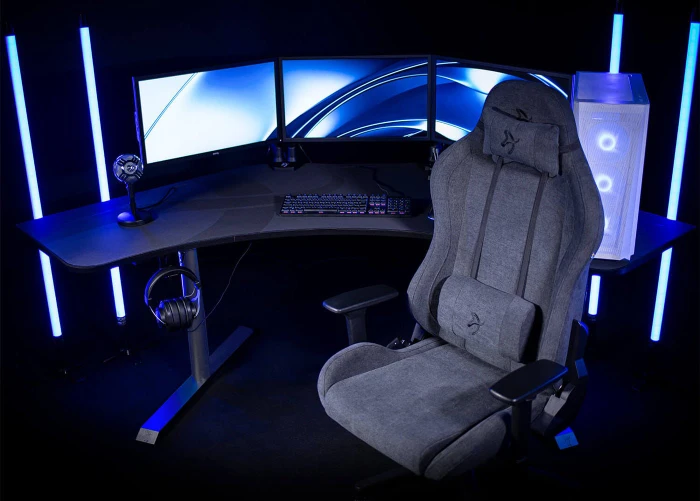 Arozzi Arena Angelo Gaming Eckschreibtisch 225x71cm Gunmetal